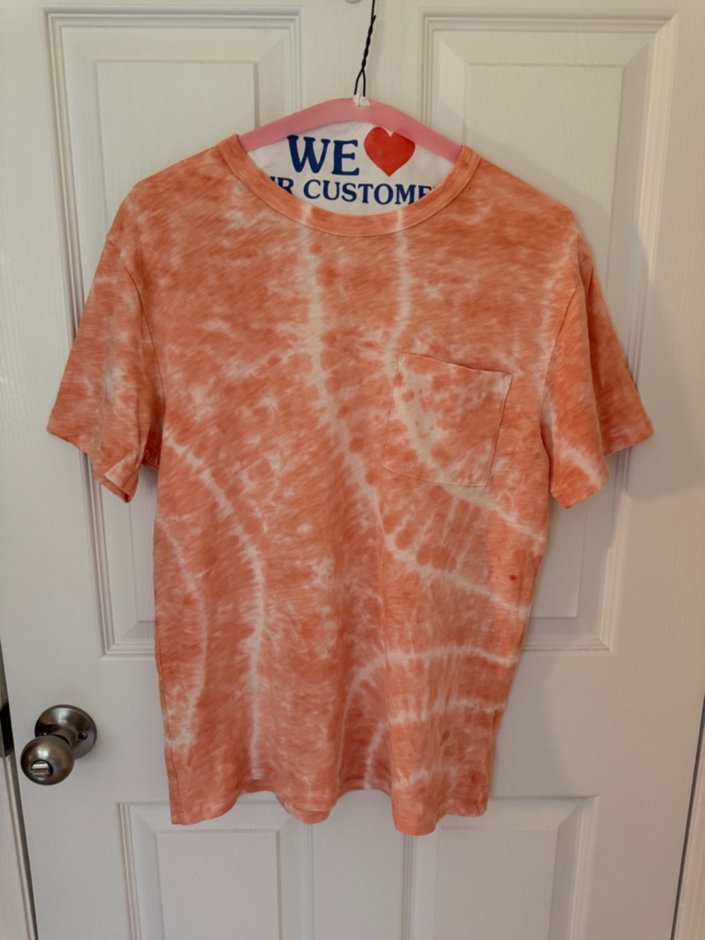 J. Crew Orange Tie-Dye Pocket Tee